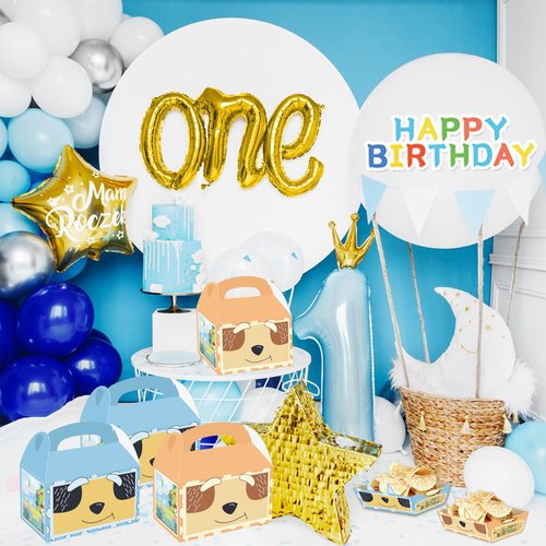 Cartoon Blue Dog Party Candy Bags 16pcs Dog Family Goodie Gift Boxes for Kids Boys Girls Blue Dog Theme Birthday Party Supplies Baby Shower Decorations