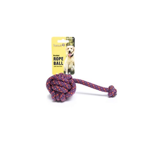 Roscoe's Pet Products Braided Rope Ball with One Knot Toy for Dogs. Safe and Non-Toxic.