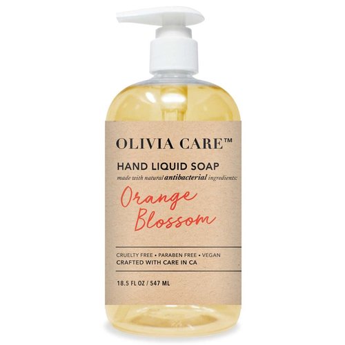 Olivia Care Antibacterial Hand Soap - Infused with Sage & Tea Tree Oil & Orange Blossom Fragrance, Cleansing, Germ-Fighting, Moisturizing Hand Wash for Kitchen & Bathroom - 18.5 fl oz