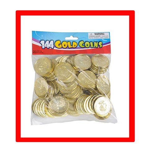 100 Pcs Plastic Gold Coins - Mega Novelty Pack - St. Patricks Coin Great For Kids, Toddlers, Games, Teachers