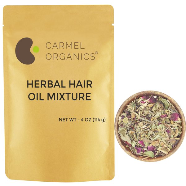 CARMEL ORGANICS Herbal Hair Oil Mix | 21 Herbs For Hair Growth | DIY Oil Infusion | Contains Bhringraj, Fenugreek, Rosemary, Hibiscus and more, No Added Preservatives & Additives, Non GMO
