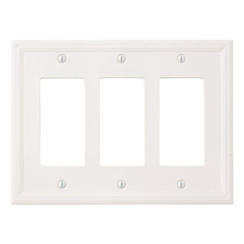 Questech Decor Triple Rocker Insulated Light Switch Cover, 3-Gang Electrical Wall Plate, Triple Switch Decorator Standard Size GFCI Receptacle Cover, Decorative Architectural Cornice, White