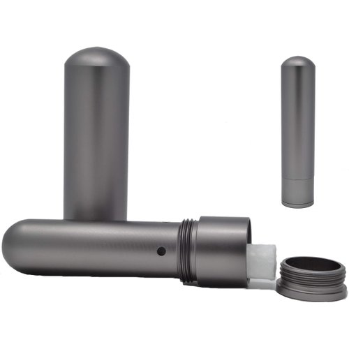 Prime Natural Essential Oil Aluminum Alloy Premium Blank Nasal Inhaler - Refillable Aluminum Empty Metal Inhaler - Space Gray Color - Comes with 5 Cotton Wicks - for Aromatherapy