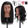 100% Mannequin Head Human Hair, 16" Human Hair Manikin Head Cosmetology Doll Head for Hairdresser Practice Braiding with Free Clamp Holder and Tools(16 Inch)