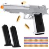 DaoDaoZhu Soft Bullet Toy Gun Shell Ejecting with 50 Bullets, Silver Toy Guns for Boys, Toy Pistol Fidget Gun, Realistic Play Gun Model, Halloween Christmas Birthday Gifts for Boys Kids Adults Age 8+