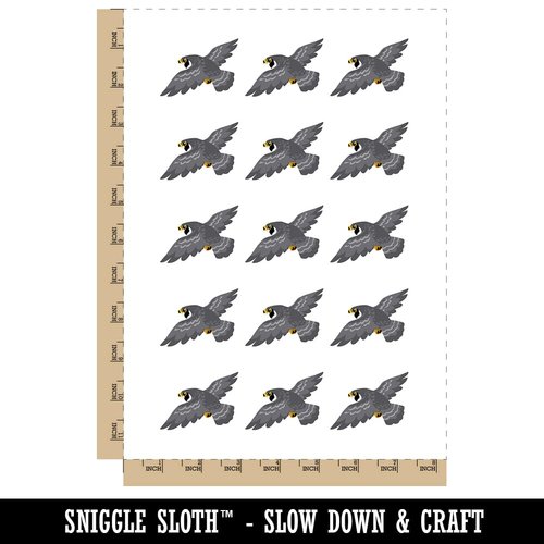 Soaring Peregrine Falcon Bird of Prey Temporary Tattoo Water Resistant Fake Body Art Set Collection - 15 2" Tattoos (1 Sheet)