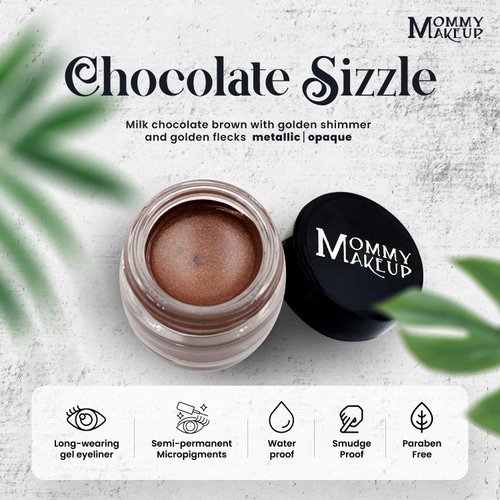 Mommy Makeup Waterproof Stay Put Gel Eyeliner Pot High Pigment, Long Lasting, 0.14 oz (Chocolate Sizzle)