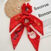 Christmas Hair Ties for Girl Ear Bow Hair Tie Red Tail Hair Bow Hair Scrunchies Christmas Hair Accessories for Women TSFQ13 (Red)