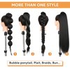 WIGNEE Kinky Straight Ponytail Wrap Around Long Ponytail Extension Natural Black Yaki Ponytail Extension for Black Women Pony Tails Hair Extensions (Natural Black, 30 Inches)
