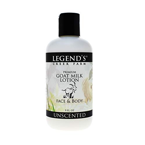 Legend's Creek Farm Goat Milk Lotion - Moisturizing Goat Milk Body Lotion for Body, Hand & Face - 9 oz Body Moisturizer with Shea Butter, Sunflower Oil, Aloe, Handmade in USA (Unscented L.)