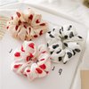 5 Pcs Chiffon Hair Rope Hair Ring Love Heart Printing Satin Fabric Covered Scrunchy Elastic Hair Bands Top Knots Ponytail Holder Accessories for Women