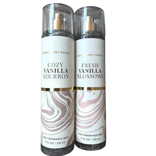 Bath and body Lotion, Perfume Mist, Shower Gel Fragrance Collection (Vanilla Mists - Bourbon - Blossom, 2 pc Set)