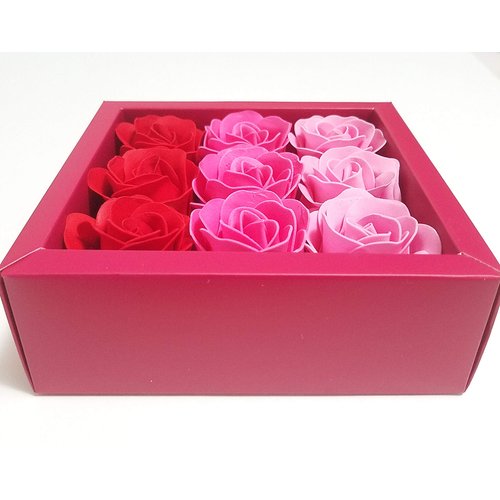 3 Boxes (27 Pcs Total) of Red Flora Scented Rose Flower Bath Soap, Plant Essential Oil Rose Soap in Gift Box, Gift for Anniversary/Birthday/Wedding/Valentine Day/Mothers Day