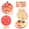 Color Dough Set Birthday Cake Color Dough Kitchen Creations Hamburger Maker Tools Kit for Kids Ages 4-8, Birthday Party Pretend Toys Gift,42 Pieces, with Candles and Dino Cookies