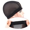YTBYT 2 Pcs 1.4X3 Inch U Part Wig Cap for Making Wig Lace Wig Cap Dome Mesh Stretch Weaving Wig Caps (Medium Black)