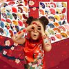 100 PCS Folding Fans Birthday Party Decorations Favors Supplies Hand Fans Japanese Chinese Temporary Tattoos Stickers Gifts Girls Boys Classroom School Prizes Reward