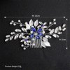 Aimimier Bridal Hair Comb for Women Crystal and Pearl Side Comb for Wedding Leaf Headpiece with Marquise Bridesmaid Hair Jewelry Prom Party Festival Headdress(Silver/Blue)
