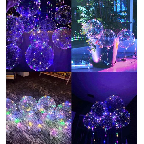 LED Balloons 10 Pack, Light Up Balloons 20 Inches Clear Helium Bobo Balloons, Glow Bubble Balloons with String Lights for Valentines Day Halloween Christmas Wedding Birthday Party Decoration