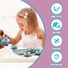 15 PCS Mermaid Tea Party Set for Little Girls, Pretend Tin Teapot Set, Princess Tea Time Play Kitchen Toy with Cups, Plates and Carrying Case for Birthday Gifts Kids Toddlers
