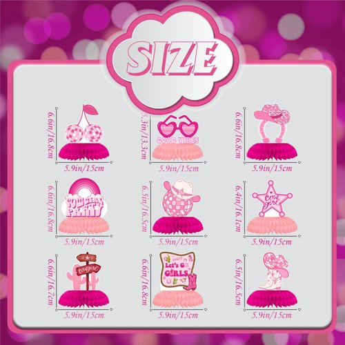 Western Cowgirl Party Decorations, Cowgirl Honeycomb Centerpieces for Disco Bachelorette Party Birthday Party Decorations, Let's Go Girls Cowgirl Bachelorette Party Supplies