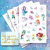 Mermaid Temporary Tattoos for Kids，86 Metallic Style Bronzing Fake Tattoos For Mermaid Birthday Party Gift Favor，Adorable Mermaid Tail Starfish Conch Octopus Ocean Animal Design