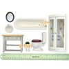 iLAND Dollhouse Furniture and Accessories 1/12 Scale of Dollhouse Bathroom Set incl Ceramic Dollhouse Toilet & Bathtub & Wooden Bathroom Cabinet with Sink (Modern 7pcs)