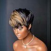 PangDongLai 10A Pixie Cut Wigs for Black Women 1b/30 Color Short Layered Pixie Human Hair Wigs With Bangs Brazilian Virgin Human Hair Wigs for Women Glueless Full Machine Made Wigs
