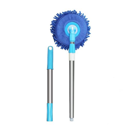 meioro 360 Degree Wet Mop,Microfiber Chenille Flexible Handle Car Clean Wash Mop Plus Towel Head,Home Kitchen Cleaning Supplies for Glass Tile Window (Blue)