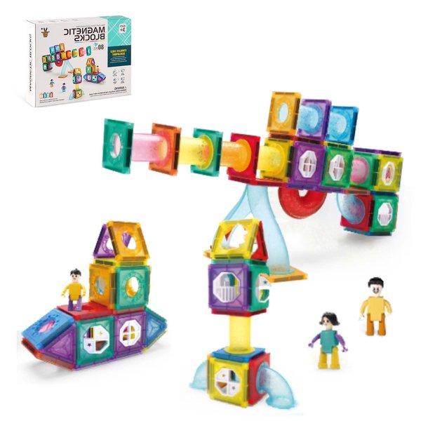 HAYOFADA Magnetic Tiles, Magnetic Construction Set, Magnetic disc, STEM Sensory Educational Games Toys Preschool Building Stacking Block Learning Toys Gift for Toddler Age 3+ Boys Girls Kids 80pcs