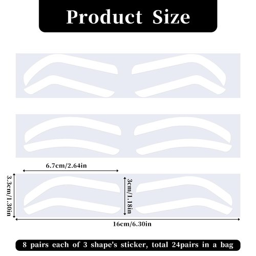 24 Pairs Airbrush Eyebrow Sticker Stencils Eyebrow Shape Tape Adhesive Eyebrow Template Sticker Disposable Brow Shaping Sticker Eyebrow Stamp Airbrush Brows Tape for Eyebrow Tinting Makeup
