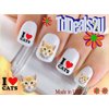 Animals - Cats - I Love Cats Tabby Cat Nail Decals - WaterSlide Nail Art Decals - Highest Quality! Made in USA