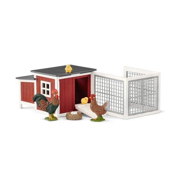 Schleich Farm World, Farm Animal Gifts for Kids, Chicken Coop Farm Playset with Animal Figurines 8-piece set, Ages 3+