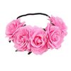 DNHCLL Rose Flower Crown Headband (Pink) for Women Girl - Handmade Polyester Hair Accessory with Elastic Bands - Perfect for Weddings, Festivals, Photoshoots, and Everyday Wear