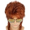 Mullet Wigs for Men, 80S Long Hair Curly Orange Wig 70S Curly Disco Punk Rock Ginger Wig for Halloween Cosplay Christmas Party