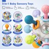 Jyusmile Baby Sensory Teething Toys Set, Montessori Baby Toys 6-12 Months, Incl Newborn Rattle Teether & Baby Blocks & Soft Stacking Rings, Ideal Baby Boy Girl Gifts, Infant Toys 0-3-6-9-12-18 Month