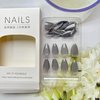 Almond Press on Nails Short Fake Nails Almond False Nails with Shiny Designs Solid Color Designs Glue on Nails Pure Grey Stick on Nails Full Cover Light Gray Acrylic Nails Glossy Cute Artificial Nails
