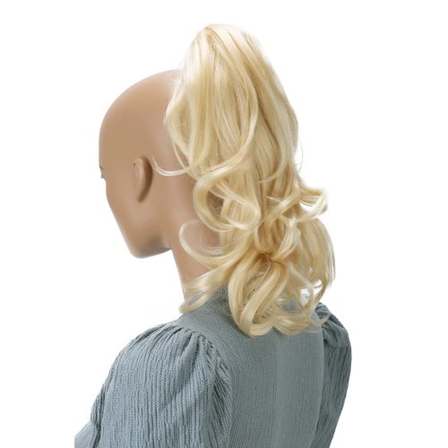 CAISHA 14" Wavy Clip On Ponytail With Butterfly Clip Hairpiece Heat-resistant Synthetic Fibres Bleach Blonde H84