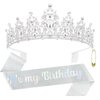 ACO-UINT Silver Birthday Crown for Women, Birthday Headband It's My Birthday Sash Birthday Tiara, Birthday Girl Crown Birthday Queen Tiara Birthday Decorations Gifts