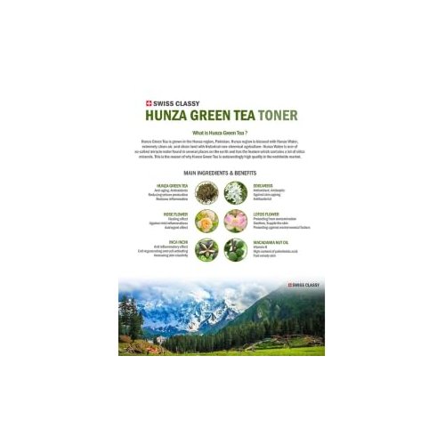 Swiss Classy Hunza Green Tea Fresh Toner 4oz /120ml