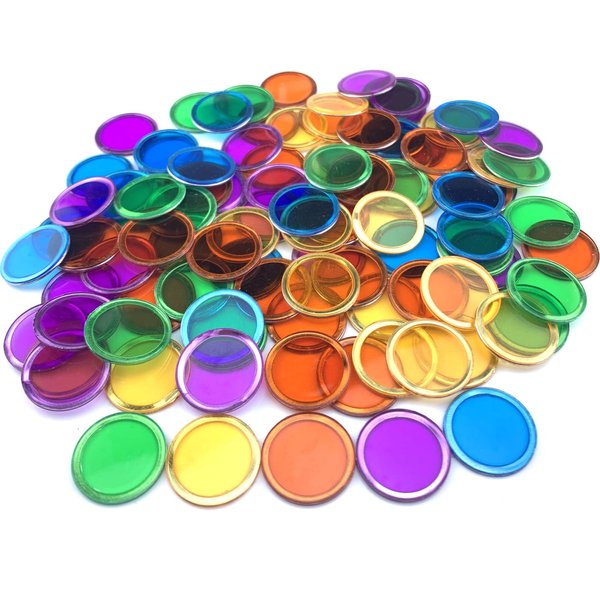 Dacefloy Magnetic Bingo Set -100 PCS Multicolour Metal Ringed Chips/Plastic Poker Tokens/Markers/Math Counting/Science Exploration/STEM Kit/Family Game Nights