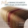 FESHFEN Straight Long Ponytail Extensions 28 Inch Medium Brown Wrap Around Synthetic Hair Piece Pony Tail Hair Extensions Hairpieces for Women Girls