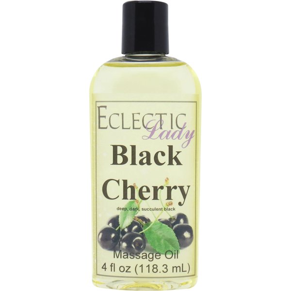 Black Cherry Massage Oil, 4 oz, With Sweet Almond Oil and Jojoba Oil, Preservative Free, Perfect for Aromatherapy and Relaxation