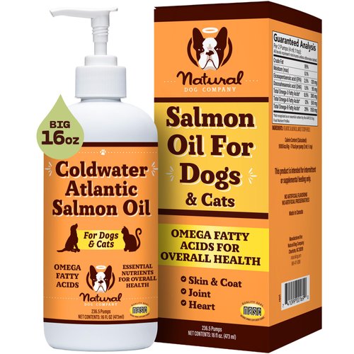 Natural Dog Company Coldwater Atlantic Salmon Oil for Dogs & Cats (16oz) - Dog Fish Oil Supplement with Omega 3, Skin & Coat, Immune Health, Liquid Fish Oil Joint Support, Fish Oil for Cats