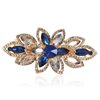 Sankuwen Floral Rhinestone Hairpin Luxury Crystal Flower Hair Barrette Clip (Gray-Blue)