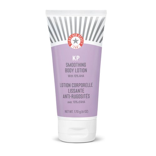 First Aid Beauty - KP Smoothing Body Lotion with 10% AHA, Chemically Exfoliates & Moisturizes with Urea, Colloidal Oatmeal & Ceramides, Deep Hydration & Helps Reduce Keratosis Pilaris Bumps, 6 oz