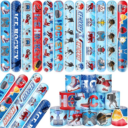 48 PCS Ice Hockey Slap Bracelets Party Favors Ice Hockey Wristbands Bracelets Goodie Bag Fillers ...