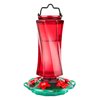 Billion Sky Glass Hummingbird Feeder for Outdoors Hanging, New Base Leak Proof, Rustproof, Fade Proof, Minimalist Bottle Shape, 6 Simulation Flowers Feeding Ports, Garden Decoration(Red)