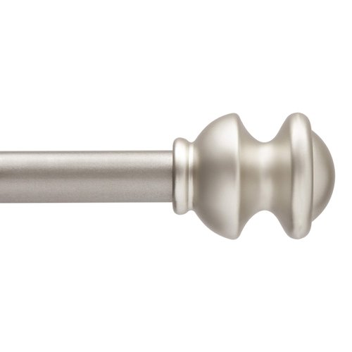 Kenney KN71716 Kendall Knob End Standard Decorative Window Curtain Rod, 28-48" Adjustable Length, Brushed Nickel Finish, 5/8" Diameter Steel Tube