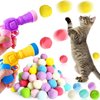 Eerrhhaq 2 Cat Toy Launchers & 100 Cat Pom Pom Balls,Cat Toys Balls Launcher,Launch Ball Interactive Toy,Silent Plush Elastic Ball for Kitty