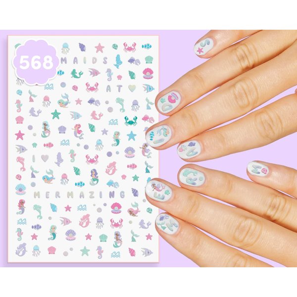 xo, Fetti Kids Mermaid Nail Stickers - 568 Foil Decals | Birthday Girl Summer Party Favors, DIY Home Activity, Under The Sea, Cute Nail Transfer, Mermaids, Dolphins, Easter Basket